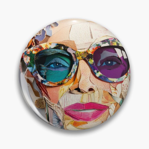 Item preview, Golden Years, Bold Hues - Collage Portrait - Elderly Woman With Floral Head Piece designed and sold by MysticMarble.