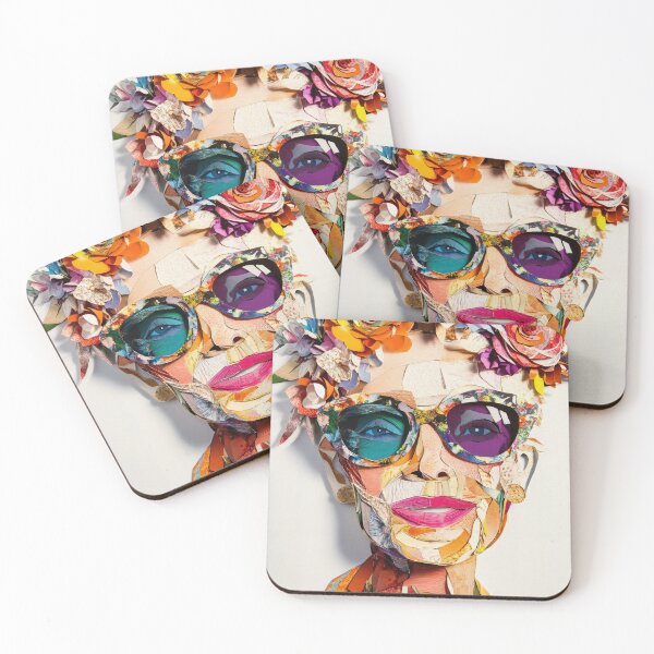 Item preview, Golden Years, Bold Hues - Collage Portrait - Elderly Woman With Floral Head Piece designed and sold by MysticMarble.