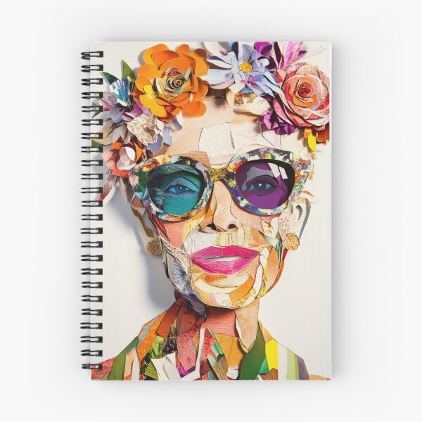 Item preview, Golden Years, Bold Hues - Collage Portrait - Elderly Woman With Floral Head Piece designed and sold by MysticMarble.