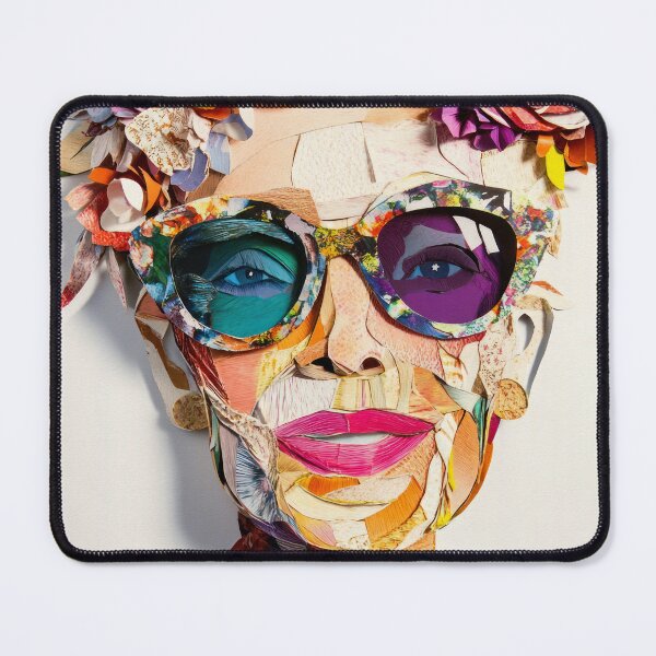 Item preview, Golden Years, Bold Hues - Collage Portrait - Elderly Woman With Floral Head Piece designed and sold by MysticMarble.