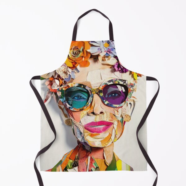 Item preview, Golden Years, Bold Hues - Collage Portrait - Elderly Woman With Floral Head Piece designed and sold by MysticMarble.