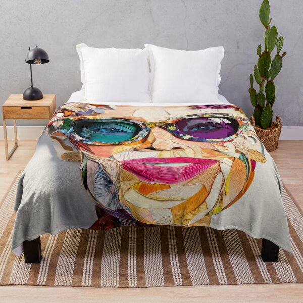 Item preview, Golden Years, Bold Hues - Collage Portrait - Elderly Woman With Floral Head Piece designed and sold by MysticMarble.