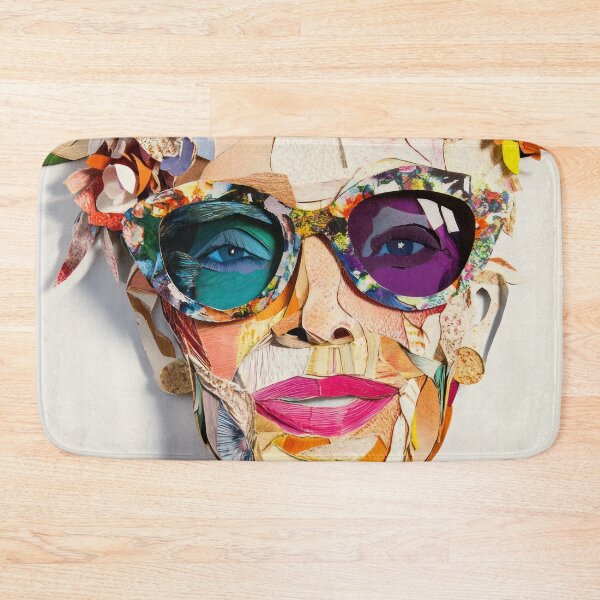Item preview, Golden Years, Bold Hues - Collage Portrait - Elderly Woman With Floral Head Piece designed and sold by MysticMarble.