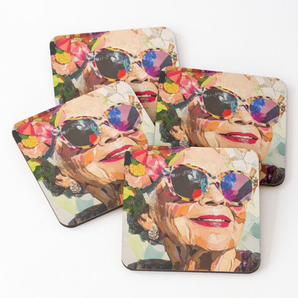 Item preview, Timelessly Vibrant - Collage Portrait - Elderly Woman With Floral Head Piece designed and sold by MysticMarble.