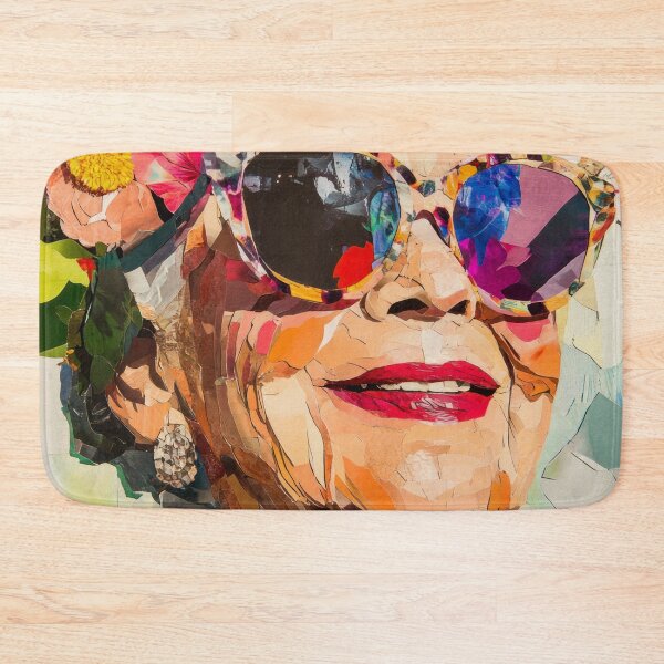 Item preview, Timelessly Vibrant - Collage Portrait - Elderly Woman With Floral Head Piece designed and sold by MysticMarble.