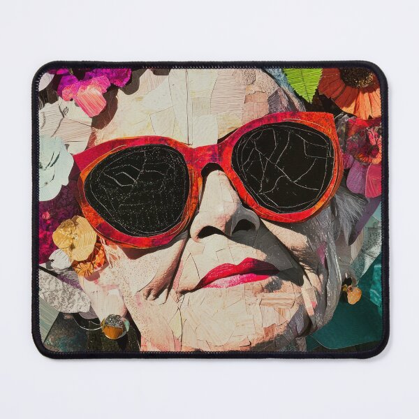 Item preview, Fierce and Fabulous - Collage Portrait - Elderly Woman With Floral Head Piece designed and sold by MysticMarble.