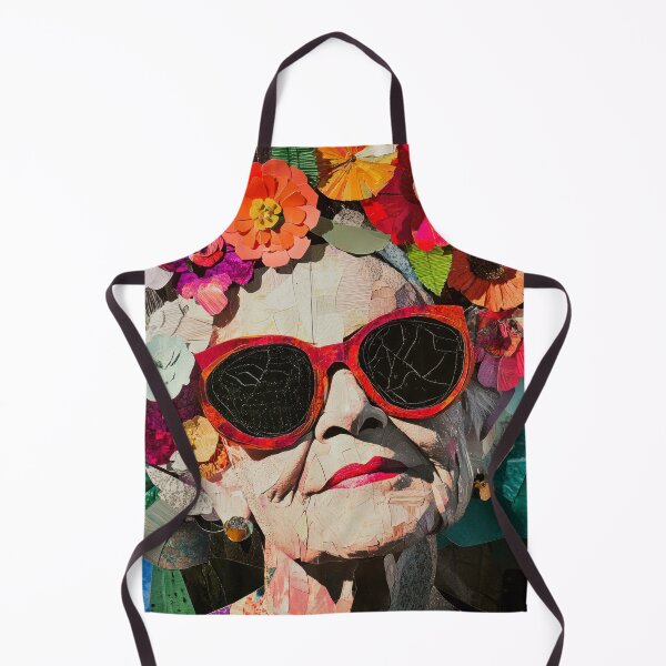 Item preview, Fierce and Fabulous - Collage Portrait - Elderly Woman With Floral Head Piece designed and sold by MysticMarble.