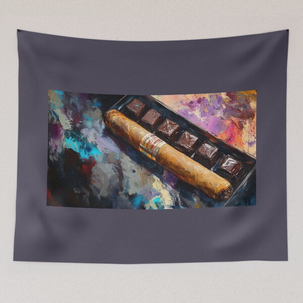 Item preview, Cigar and Dark Chocolates - A Bold Fusion of Rich Flavors and Vibrant Colors Abstract Digital AI Art designed and sold by OlfactoART Studio.