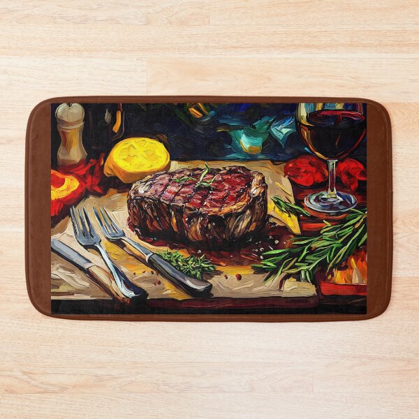 Item preview, Grilled Perfection - Juicy Steak with Rosemary, Lemon, and Red Wine Elegance designed and sold by OlfactoART Studio.
