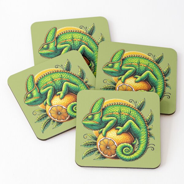 Item preview, Cute Chameleon Sitting on the Orange Illustration for Nature & Animal Lovers designed and sold by Negative Vibes Only.