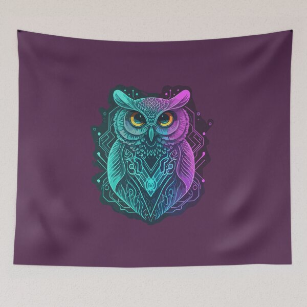 Item preview, Minimalist Fluorescent Owl Design Merch Ideas designed and sold by TrendZ Style.