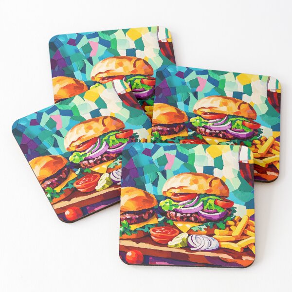 Item preview, Burger Bliss - Juicy Patties, Fresh Toppings, and Fries with a Touch of Red Wine Digital AI Art designed and sold by OlfactoART Studio.
