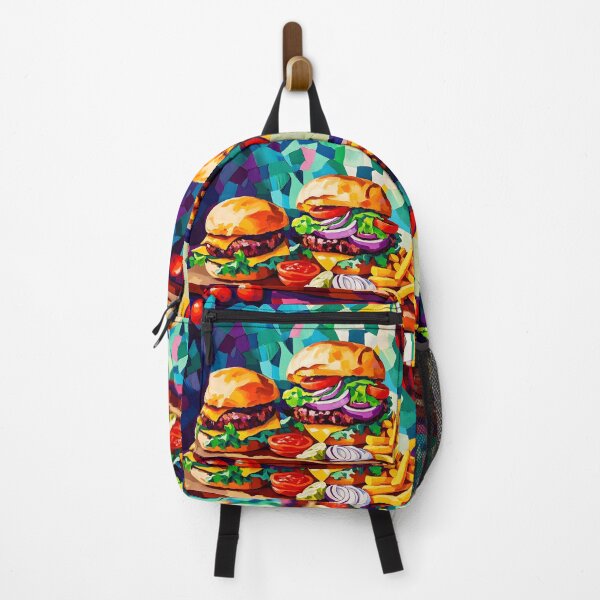 Item preview, Burger Bliss - Juicy Patties, Fresh Toppings, and Fries with a Touch of Red Wine Digital AI Art designed and sold by OlfactoART Studio.