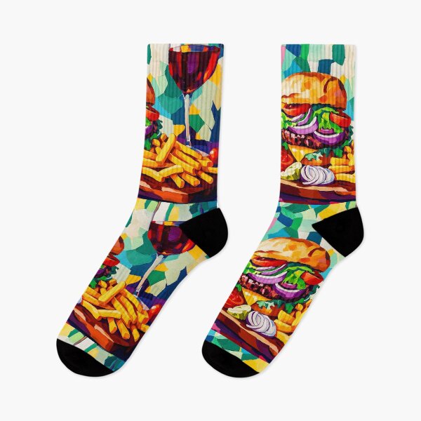 Item preview, Burger Bliss - Juicy Patties, Fresh Toppings, and Fries with a Touch of Red Wine Digital AI Art designed and sold by OlfactoART Studio.