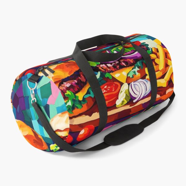 Item preview, Burger Bliss - Juicy Patties, Fresh Toppings, and Fries with a Touch of Red Wine Digital AI Art designed and sold by OlfactoART Studio.
