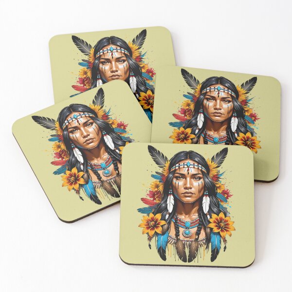 Item preview, Pocahontas Native American retro vintage tribal floral design designed and sold by BorgSpareParts.