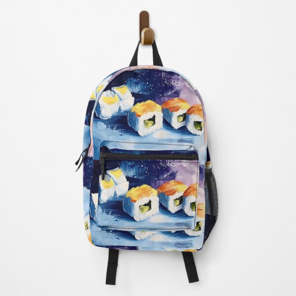 Item preview, Vibrant Sushi Rolls with Swirling Blues and Purples Abstract Japanese Food designed and sold by OlfactoART Studio.