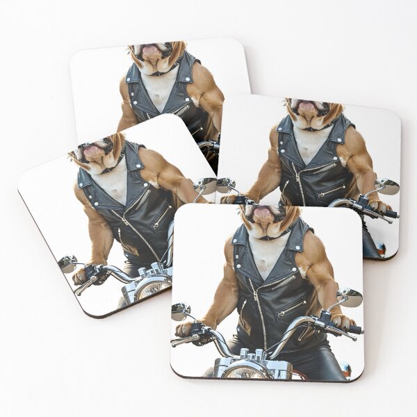 Item preview, A bulldog dog riding a motorcycle with a helmet and funny glasses designed and sold by Dan9010.