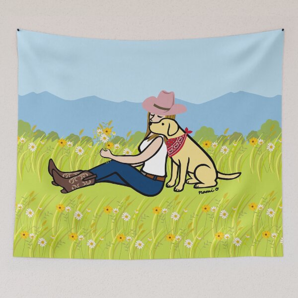 Item preview, Yellow Labrador Mom in the Meadow designed and sold by HappyLabradors.