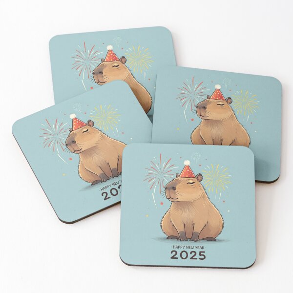 Item preview, Cute Capybara Celebrating New Year 2025 designed and sold by zombiemama.