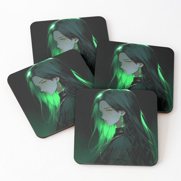 Item preview, Dark Mysterious Green Glow Anime Girl designed and sold by bubblegoth.