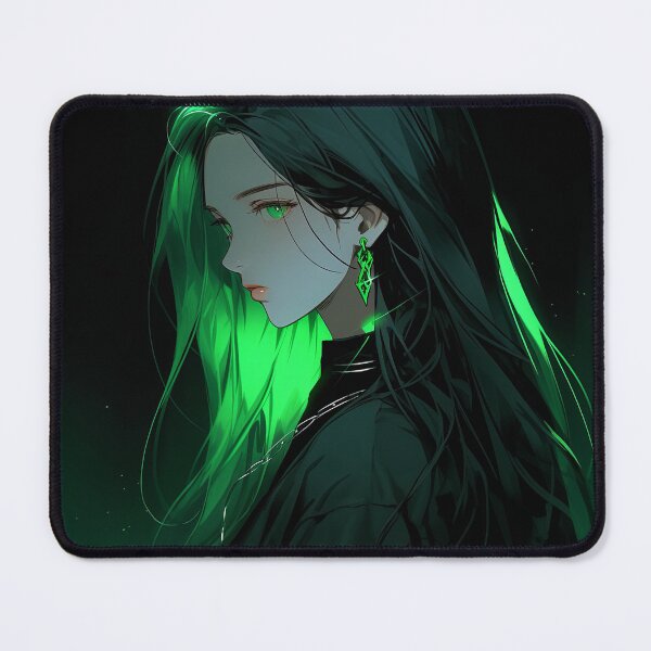 Item preview, Dark Mysterious Green Glow Anime Girl designed and sold by bubblegoth.