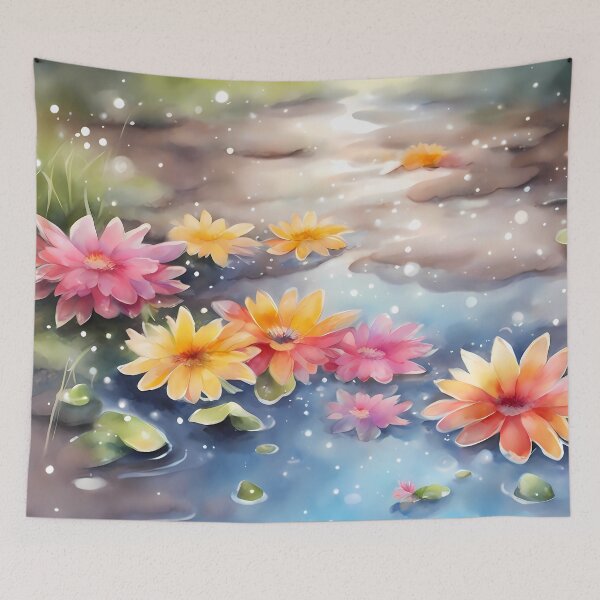 Item preview, Colorful Flowers in Water Puddle designed and sold by CalmnessbyChoice.