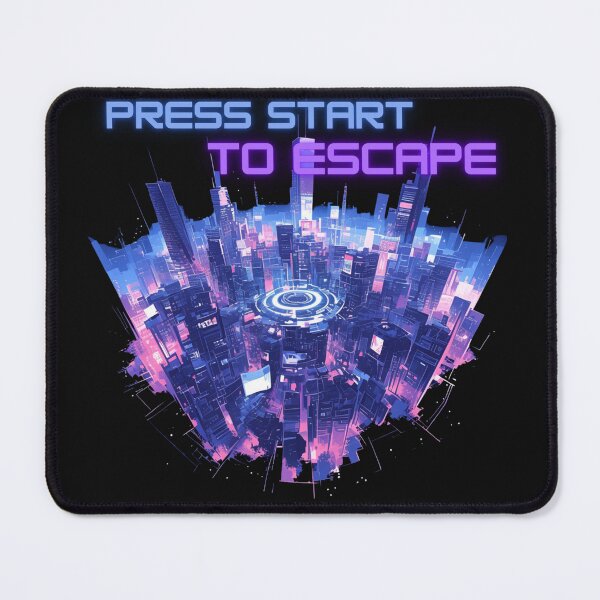 Item preview, Press Start to Escape - Neon Cyberpunk Gaming Art designed and sold by Elitekampfei.