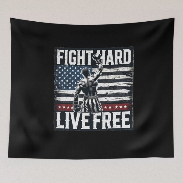 Item preview, Patriotic MMA Fighter Design - Fight Hard Live Free Tee designed and sold by BlankCanvasHaHa.