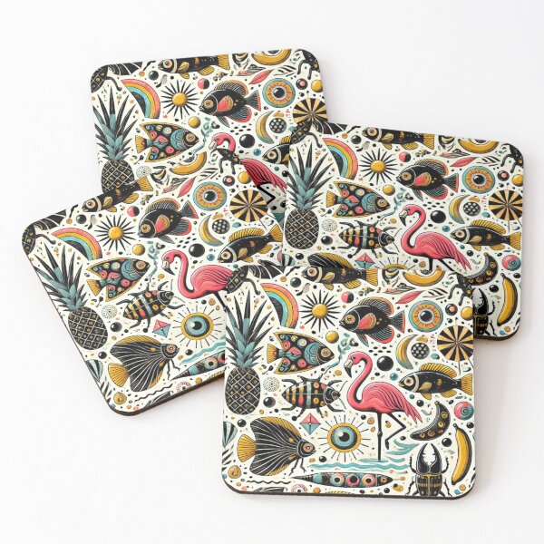 Item preview, Vibrant Tropical Tattoo-Inspired Pattern designed and sold by Negative Vibes Only.