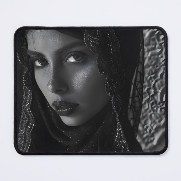 Item preview, Elegant woman with veil in mysterious grayscale portrait designed and sold by Artessie.