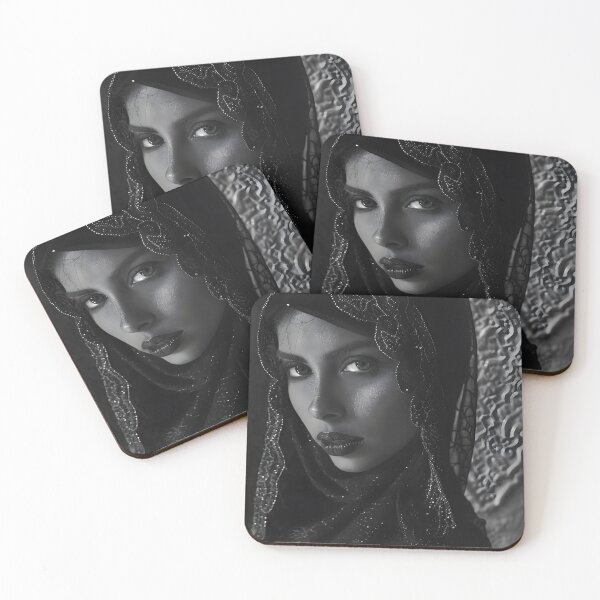 Item preview, Elegant woman with veil in mysterious grayscale portrait designed and sold by Artessie.