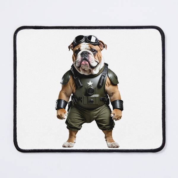 Item preview, English bulldog in warrior outfit, commando, humor designed and sold by Dan9010.