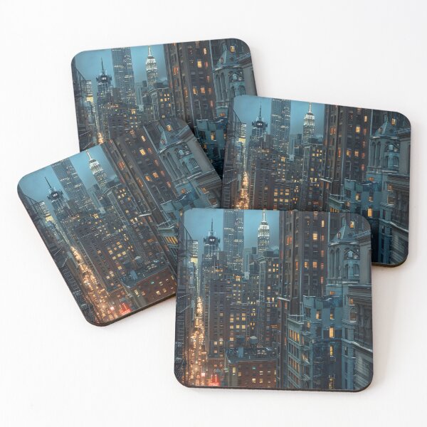 Item preview, Cityscape under twilight with tall buildings lights on designed and sold by Artessie.