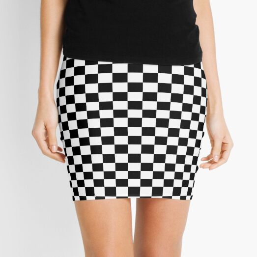 Black White Checker Design Bedspread - Mini Chess Sticker Mini Skirt