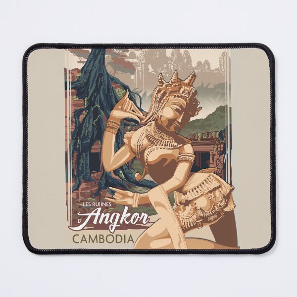 Item preview, Apsara with Angkor Temple Cambodia Vintage Poster designed and sold by asamijess.