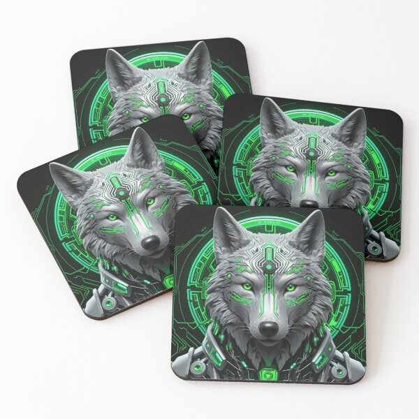 Item preview, Futuristic Neon Emerald Cyberwolf designed and sold by RebelPaintBrush.
