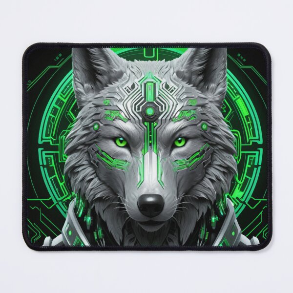 Item preview, Futuristic Neon Emerald Cyberwolf designed and sold by RebelPaintBrush.