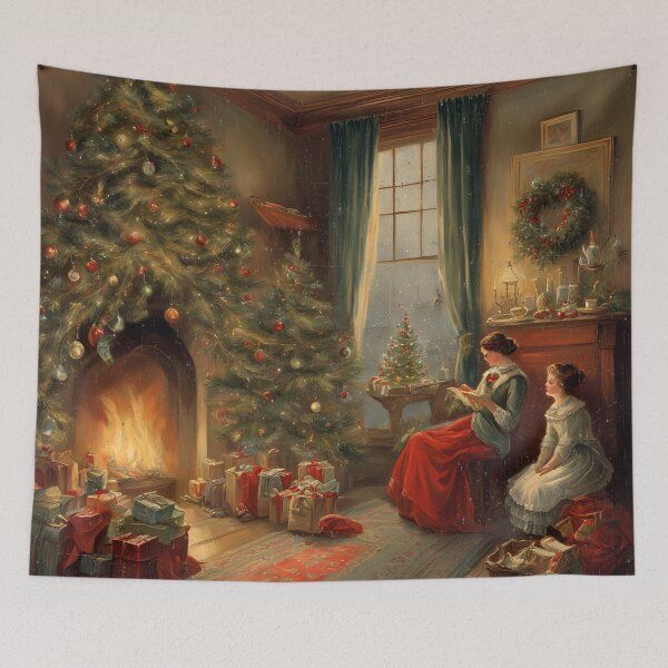 Item preview, Victorian Christmas art,Vintage Cozy fireplace  designed and sold by All-About-Life.