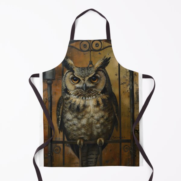 Item preview, Owl Perched Behind an Ornate Metal Gate Design designed and sold by Artessie.