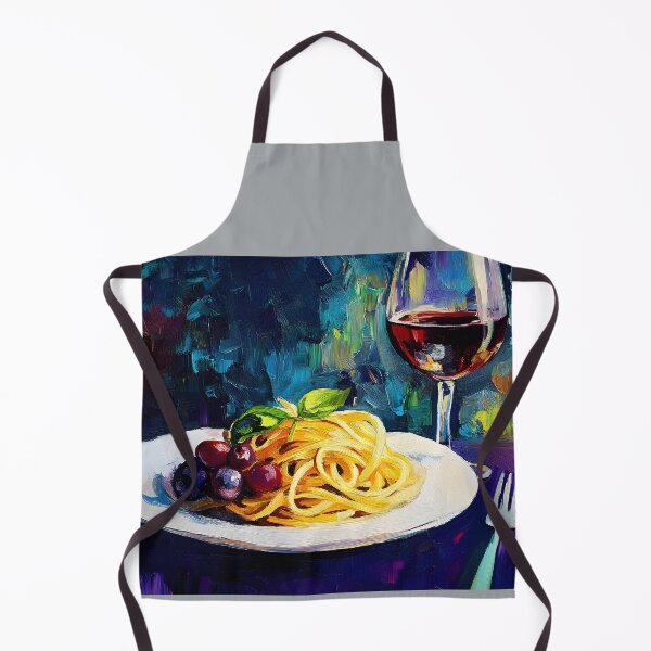 Item preview, Pasta Perfection - Spaghetti with Fresh Basil and Red Wine Elegance Abstract AI Generated Art designed and sold by OlfactoART Studio.