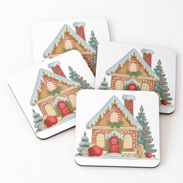 Item preview, Watercolor Gingerbread House with Festive Decorations designed and sold by AllaMashycheva.