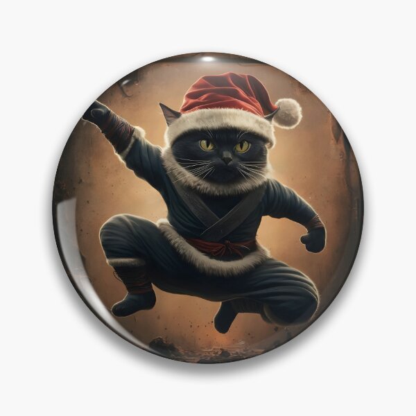 Item preview, Martial Arts Xmas Ninja Warrior Cat designed and sold by FunnyBums.