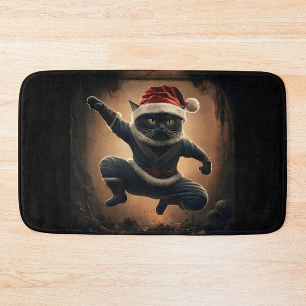 Item preview, Martial Arts Xmas Ninja Warrior Cat designed and sold by FunnyBums.