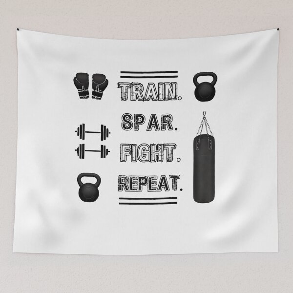 Item preview, Train Spar Fight Repeat MMA Fitness T-Shirt – Workout Motivation Design designed and sold by BlankCanvasHaHa.