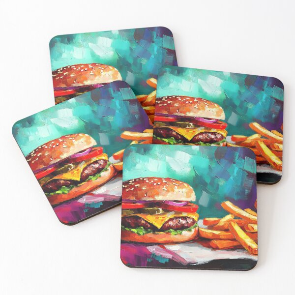 Item preview, Cheeseburger Delight - Fresh Toppings, Golden Fries, and Vibrant Appeal AI Generated Abstract Art designed and sold by OlfactoART Studio.