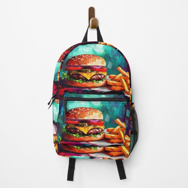 Item preview, Cheeseburger Delight - Fresh Toppings, Golden Fries, and Vibrant Appeal AI Generated Abstract Art designed and sold by OlfactoART Studio.