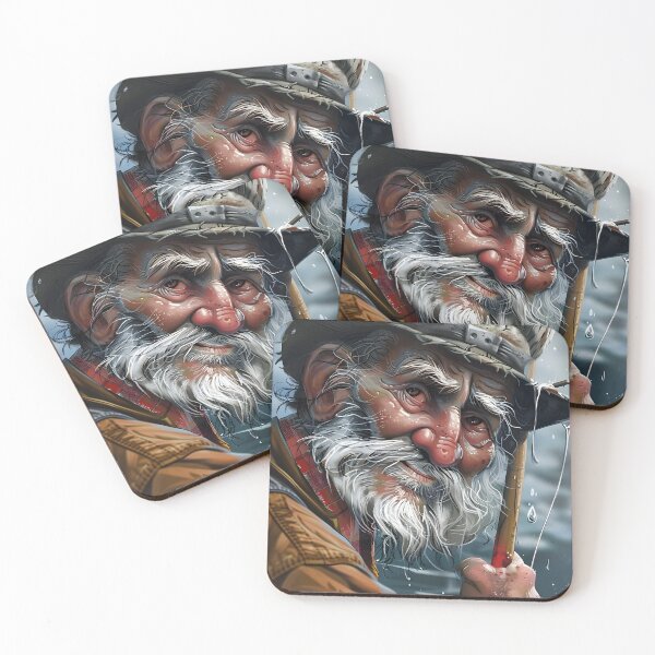 Item preview, Elderly Fisherman with Hat by the Waterside Art designed and sold by Artessie.