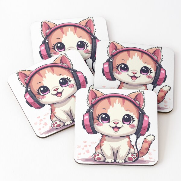 Item preview,  pink kitten with headphones designed and sold by jkrphoto.