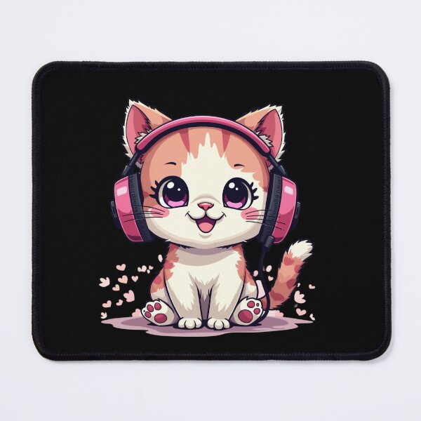 Item preview,  pink kitten with headphones designed and sold by jkrphoto.